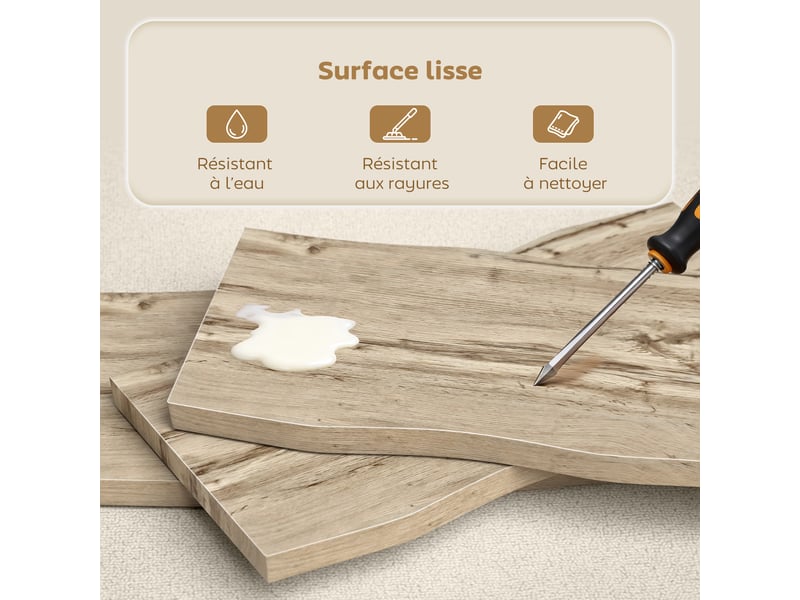  Table basse, table d'appoint moderne avec pieds en acier et plateau épais de 4 cm, chêne et noir, 100 x 50 x 45 cm  - Conforama R