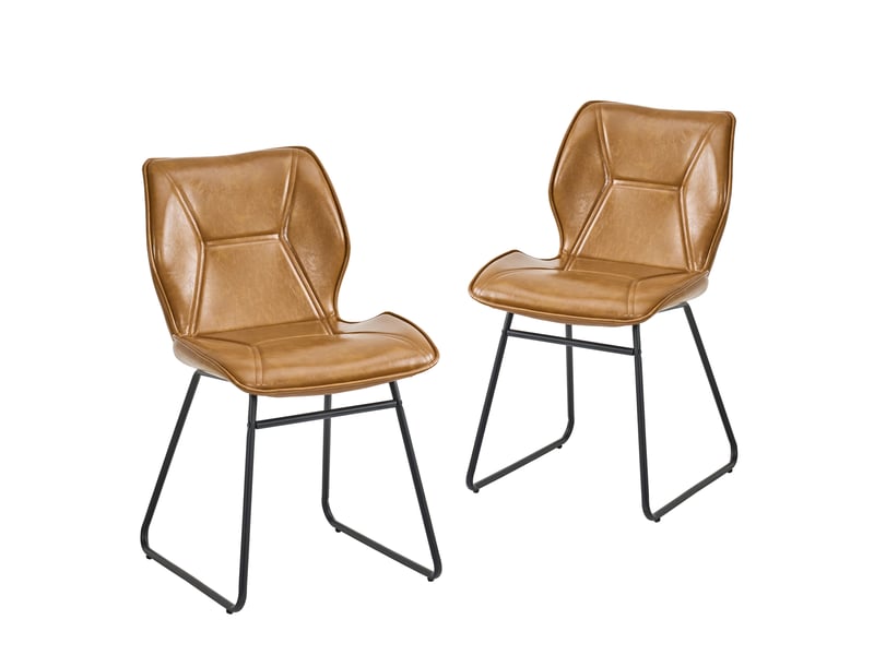  Lot de 2 chaises de salle à manger,60x47,5x81,5 cm,similicuir,marron cognac  - Conforama A