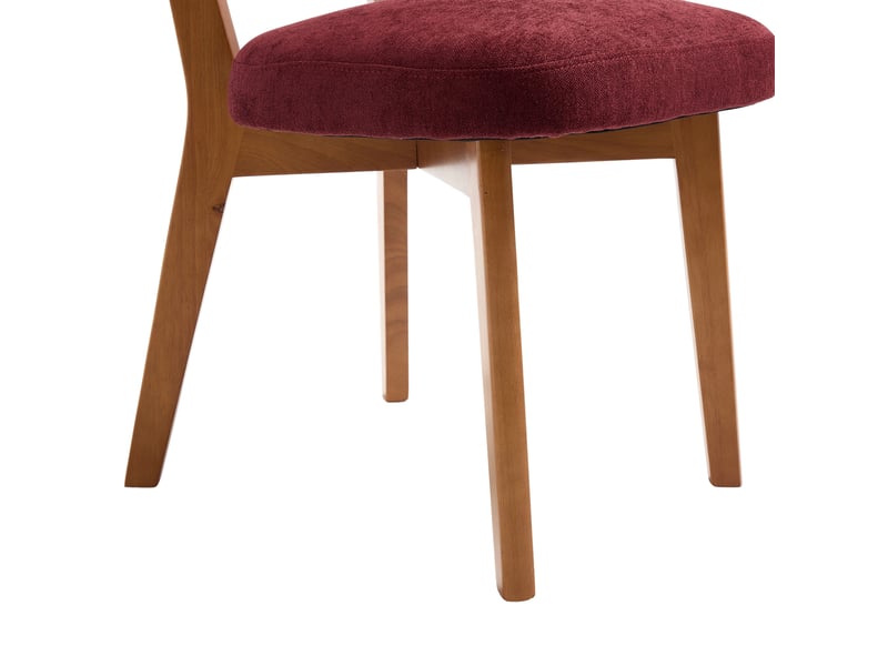 Lot de 2 chaises de salle à manger 54,5 x 47 x 77 cm rouge bordeaux en bois et tissu, style mid-century - Conforama D