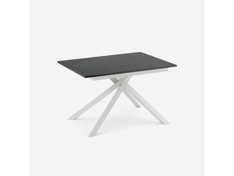  Table extensible en mélaminé structure blanche 140190x90 pluto - gris  - Conforama A