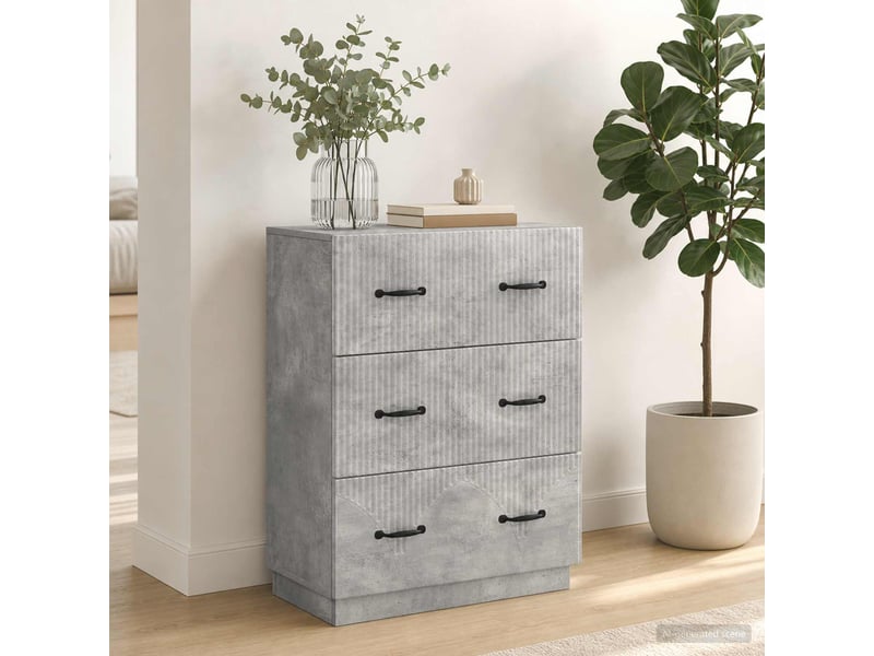  Armoire de rangement bureau, armoire à tiroirs gris béton 66 x 34,5 x 87 cm  - Conforama D