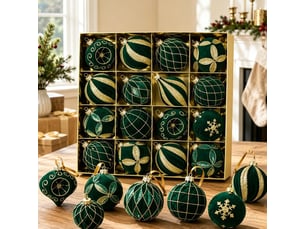 Lot de 16 boules de noël 8 cm, décorations suspendues pour sapin de noël, ornements de fête pour maison, vert foncé