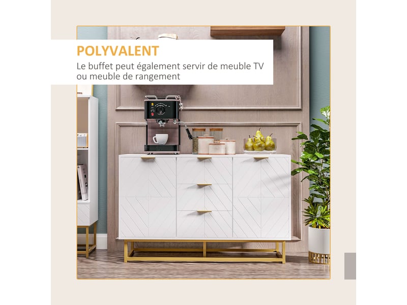 Ensemble de meubles de rangement - lot de buffet, pieds en acier, armoire murale et meuble colonne - étagère réglable - Conforama A
