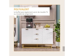 Ensemble de meubles de rangement - lot de buffet, pieds en acier, armoire murale et meuble colonne - étagère réglable