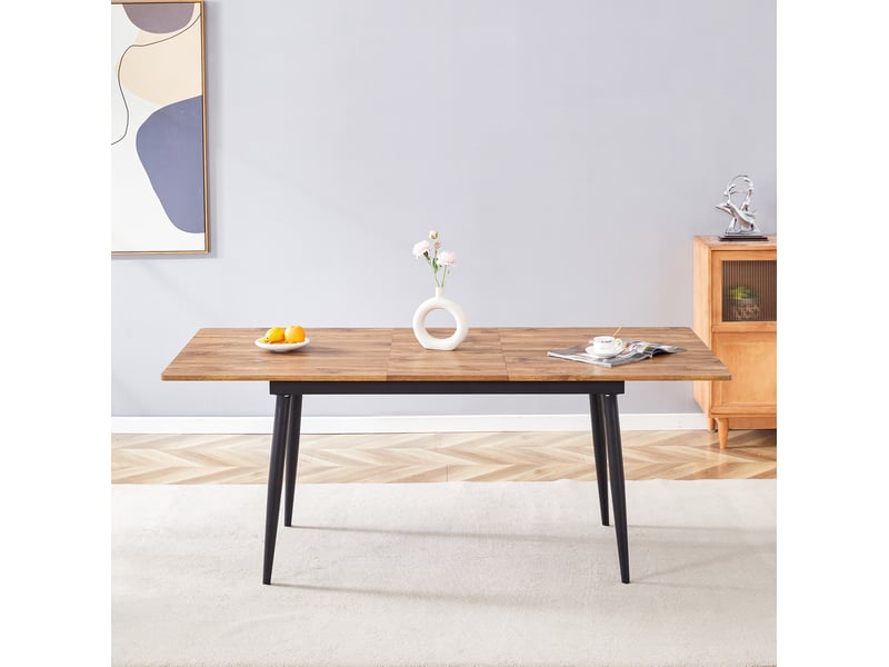  Table à manger rectangulaire style industriel en mdf et métal coloris naturel  - Conforama C