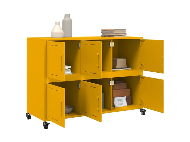 Buffet | meuble de rangement salon jaune moutarde 100,5x39x72 cm acier - Conforama E