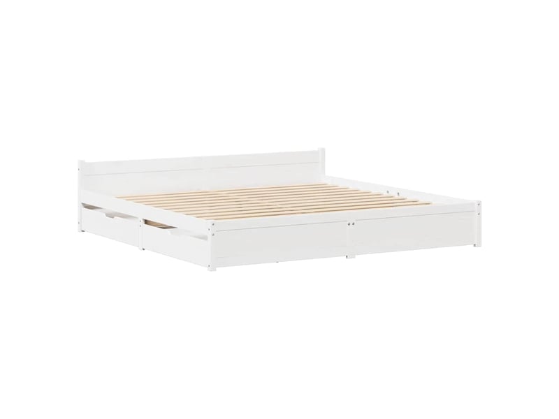  Lit double- lit adulte -  cadre de lit sans matelas blanc 150x200 cm bois de pin massif  - Conforama B