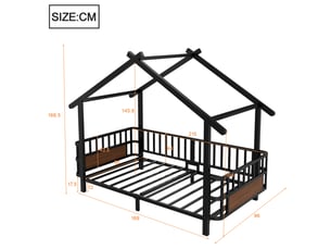 Lit cabane 90x200 cm <strong></strong>  <strong>215x96x168.5cm</strong> coloris noir