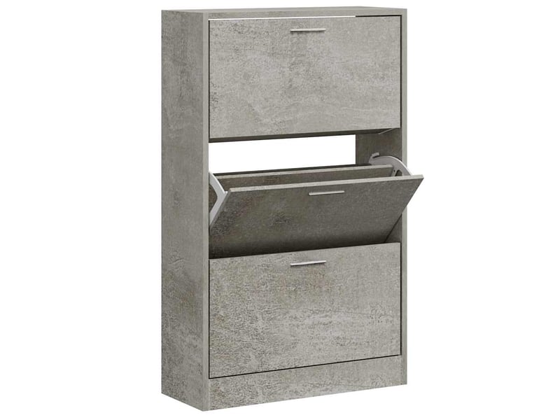 Meuble à chaussure, armoire à chaussures gris béton 63x24x103 cm bois d'ingénierie  - Conforama C