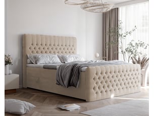 Lit coffre 200x200 cm <strong>IDOHOME</strong>  <strong>ALBA PLUS</strong> coloris beige