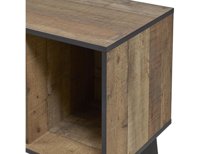  Meuble tv 1 porte aspect bois rustique poignées et pieds métal - chiara CHIARA - Conforama E