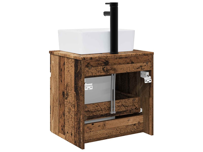 Meuble de lavabo mural, rangement salle de bain bois ancien 49x41x63 cm shl73 - Conforama D