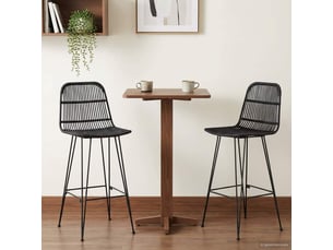 Lot de 2 tabouret de bar, chaise de bar noir 44x55x109 cm rattan et acier