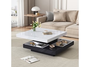 Table basse carré(e) coloris bicolore <strong>KORFEE</strong> <strong></strong> - 70 cmx70 cm