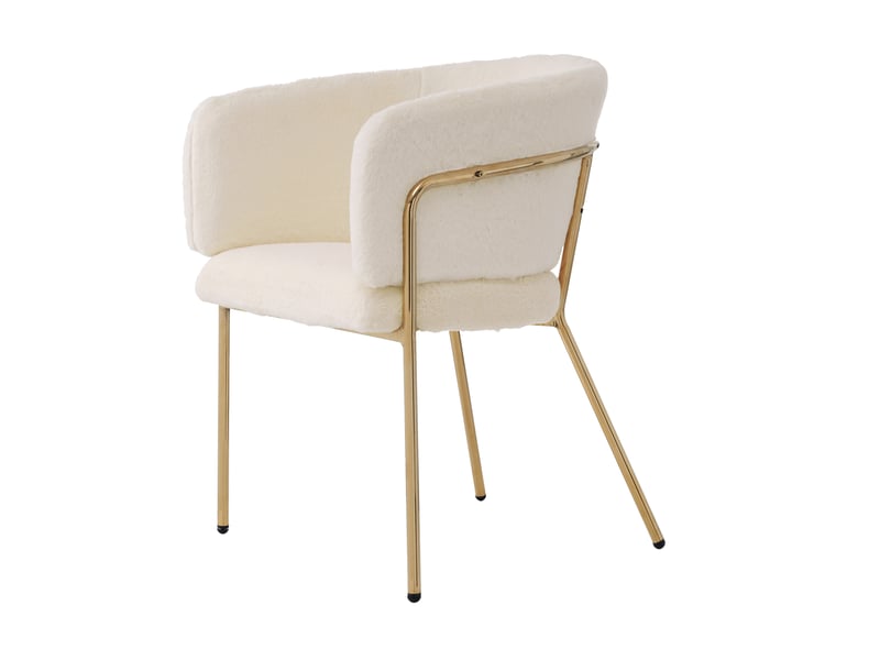  Fauteuil de loisirs blanc en fausse fourrure avec pieds en métal  - Conforama A