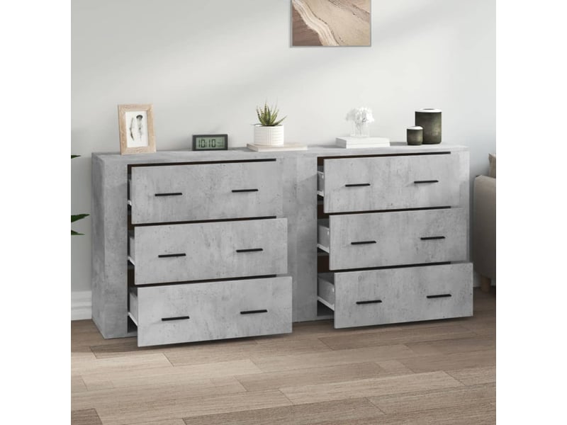  Buffets 2 pcs - bahut - meuble de rangement gris béton bois d'ingénierie  - Conforama C