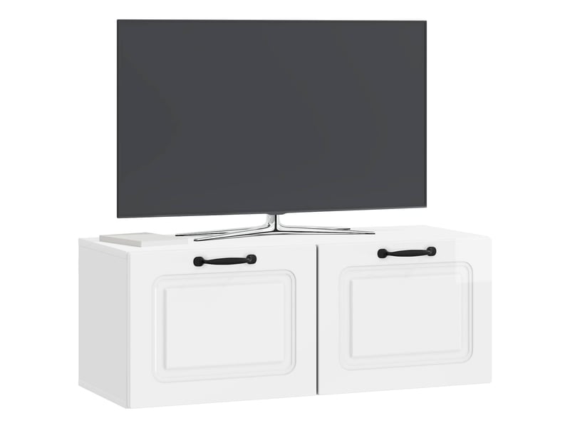  Meuble tv - banc tv - meuble de rangement mural montage mural blanc brillant 78,5 x 31 x 30 cm  - Conforama C