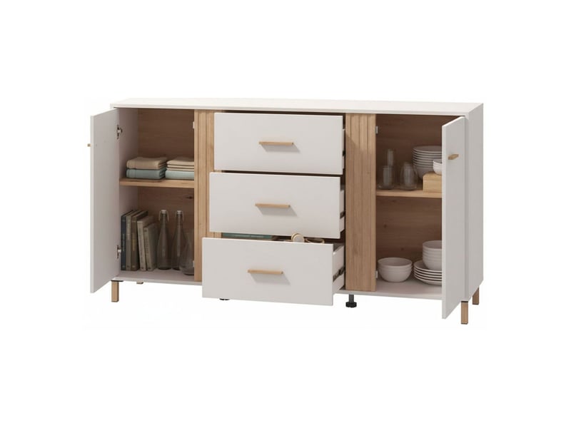  Buffet frisanco, bahut 2 étagères, 164x40x90h cm blanc crème Frisanco - Conforama A