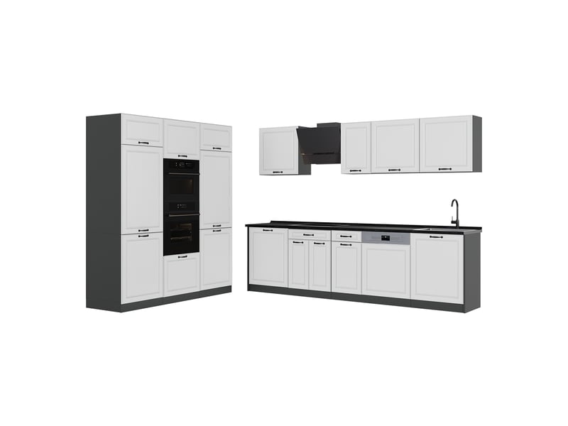  Vicco cuisine, blanc campagneanthracite, 180cm plan de travail anthracite  - Conforama A