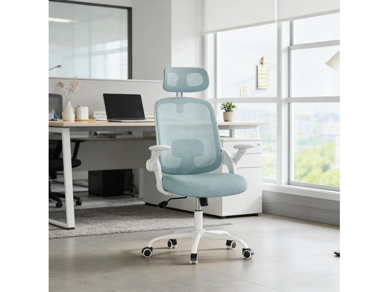  Chaise de bureau ergonomique dossier haut avec têtière homvra  - Conforama C