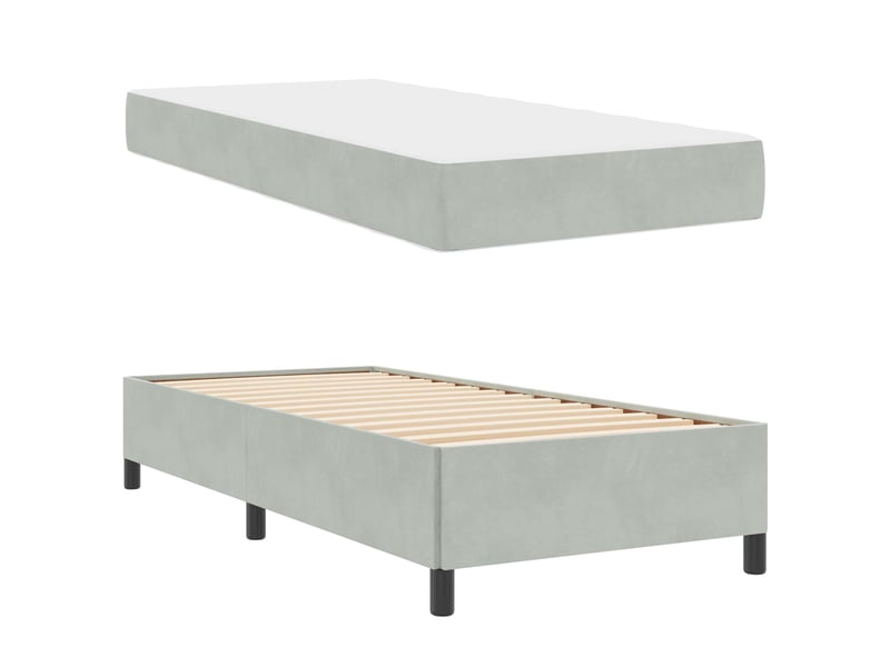  Lit simple- lit adulte -  cadre de lit gris clair 90 x 200 cm tissu  - Conforama D