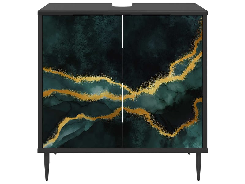  Armoire de salle de bain, meuble de rangement wijhe chêne noir 60x40x61 cm  - Conforama E