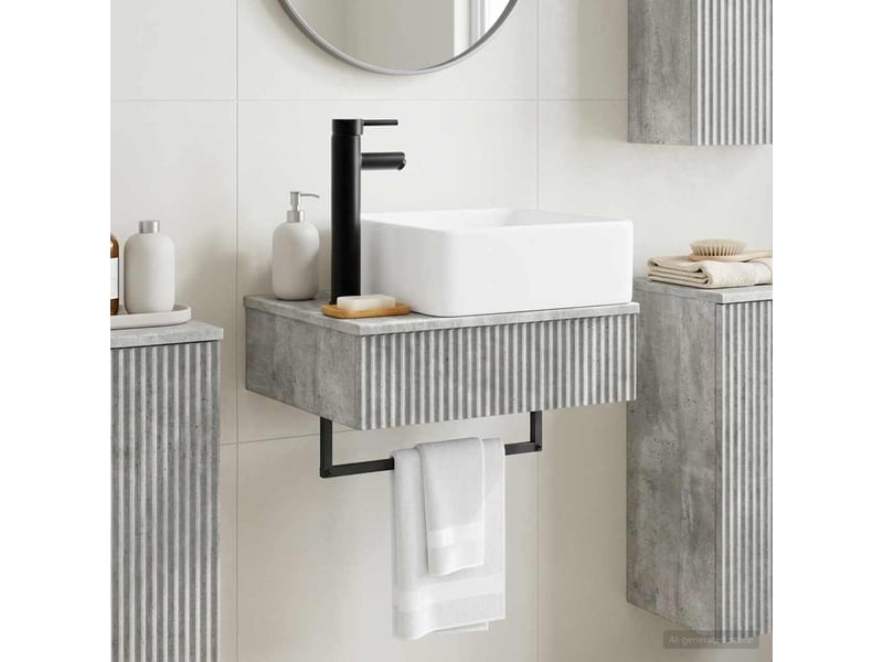  Basin de lavage mural, lavabo gris béton 50x41x39 cm  - Conforama B