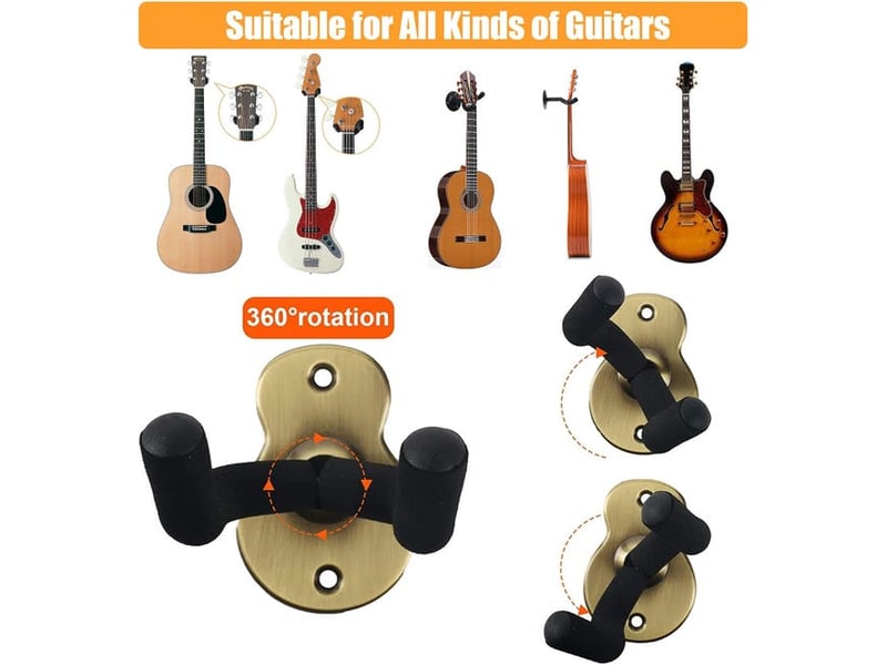  Crochets muraux supports muraux en bronze pour guitare – sûrs et élégants, adaptés aux basses, guitares électriques et guitares acoustiques, lot de 4, orange YSK0005583LY - Conforama D