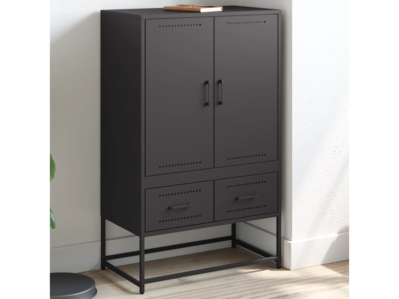 Buffet haut - bahut - meuble de rangement noir 68x39x111,5 cm acier  - Conforama B