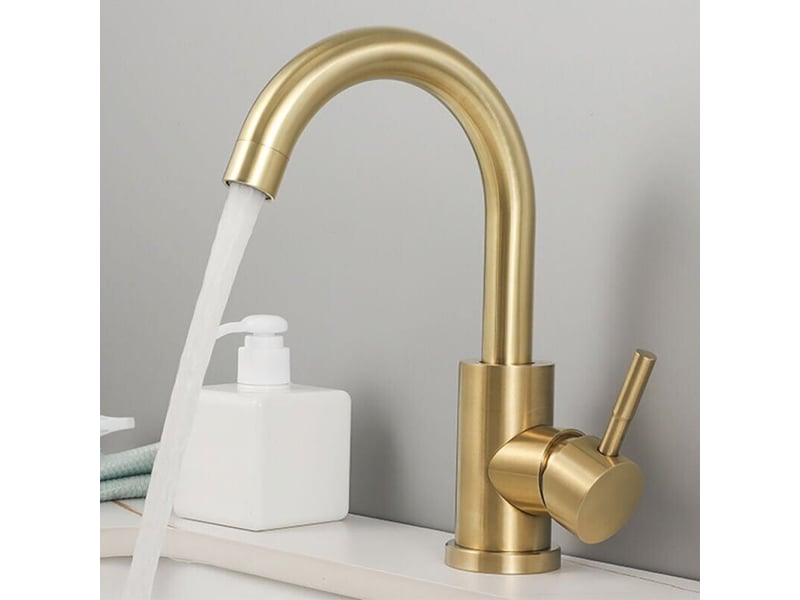  Robinet salle bain, robinet lavabo pivotant à 360°, mitigeur lavabo à bec haut, robinet pour salle de bain ou petite cuisine, doré brossé - doré  - Conforama D