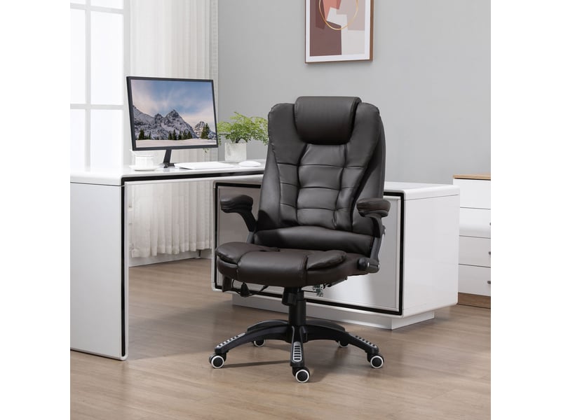 Fauteuil de bureau massant et chauffant électrique fauteuil bureau ergonomique revêtement synthétique brun - Conforama D