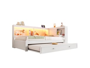 Lit gigogne 90x200 cm <strong>MERAX</strong> <strong>lit enfant blanc</strong> coloris blanc