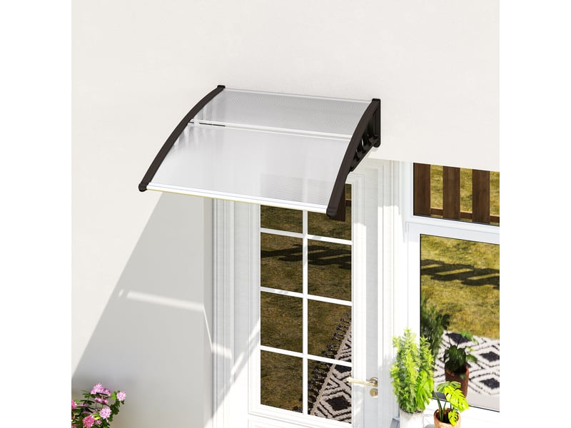  Auvent extérieur en polycarbonate transparent pour portes et fenêtres, 103 x 96,5 x 27 cm, transparent  - Conforama C