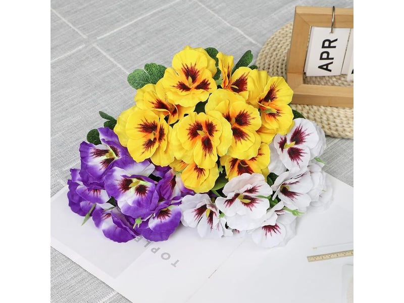  Lot de 12 pensées artificielles pour extérieur - fleurs artificielles en soie résistantes aux uv - fausses fleurs - plantes artificielles en plastique pour porche d'entrée, jardin, jardinière  - Conforama E