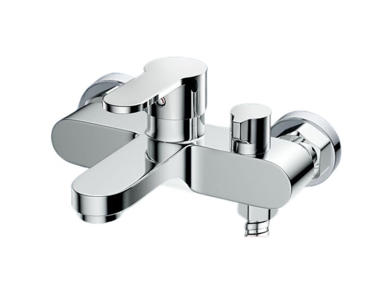  Robinet baignoire argenté, douchette, mitigeur 2 sorties, monocommande, support et flexible 1.5m. Pour bain et douche, design moderne et fonctionnel.  - Conforama E