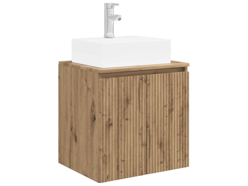  Vanité de lavabo mural, meuble de rangement chêne artisanal 49.5x41x62.5 cm shl6907  - Conforama A