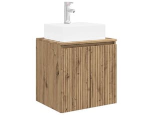 Vanité de lavabo mural, meuble de rangement chêne artisanal 49.5x41x62.5 cm shl6907