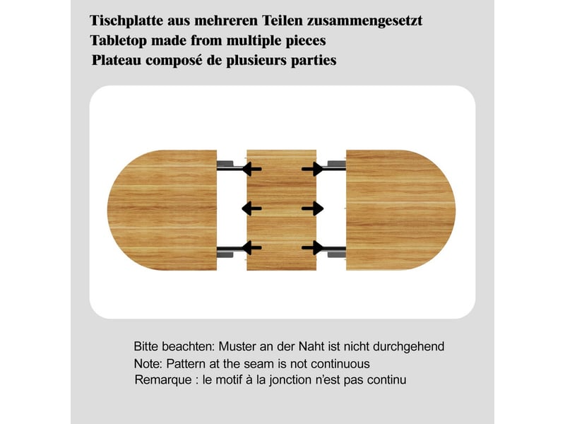 Table à rallonges 120-160 cm, table ovale en bois, capacité de charge jusqu'à 60 kg, marron - Conforama E