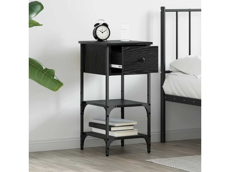 Table de chevet - cabinet de chevet - table de nuit avec tiroir chêne noir 33,5 x 36 x 70 cm  - Conforama C