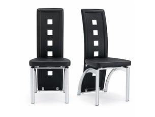 Lot de 2 chaises de salle à manger,43x49x102,5 cm,similicuir et métal argenté,noir