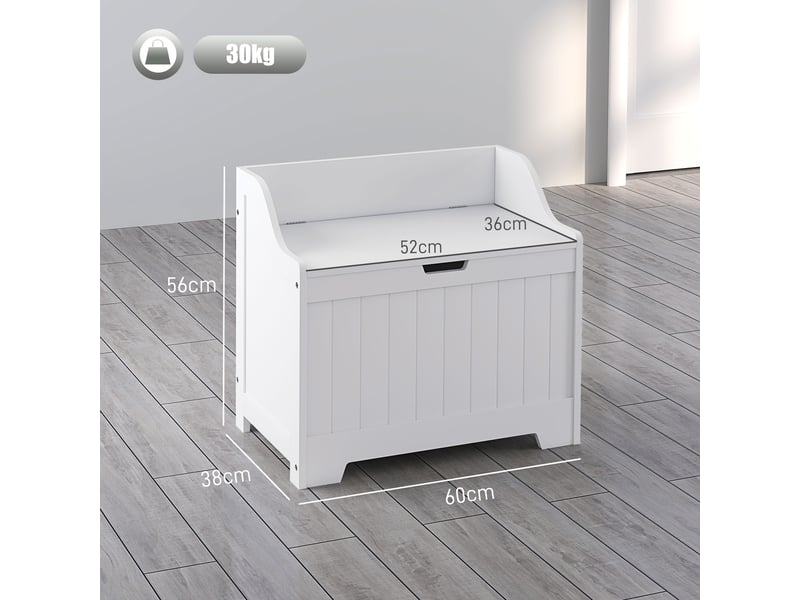  Coffre de rangement, boîte en bois avec couvercle, grand espace de rangement, design moderne, blanc  - Conforama E