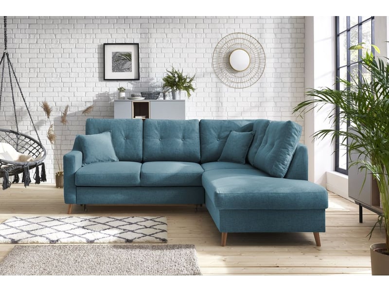  Bobochic canapé d'angle l convertible sweden bleu foncé  angle droit SWEDEN - Conforama C