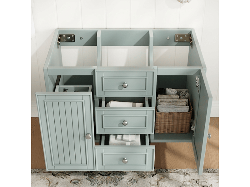 Meuble sous vasque suspendu 78.5cm mdf avec 3 tiroirs meuble de salle de bain moderne vert - Conforama C