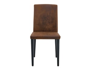 Lot 2 chaises design salle à manger style européen, tissu technique marron foncé, piètement métal noir, modernes pour salon et salle à manger