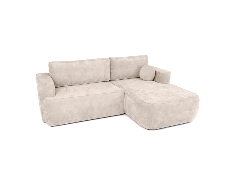  Canapé d'angle moon mini avec fonction couchage, tissu flow, droite, crème (04)  - Conforama A