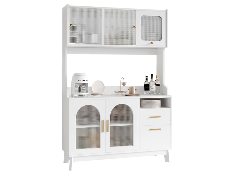  Buffet haut 120 x 40 x 178 cm, rangements, prises usb-ausb-c, blanc Jamama eleni - Conforama A