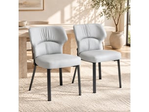 Lot de 2 chaises de salle à manger,avec pieds métal noir,similicuir,gris