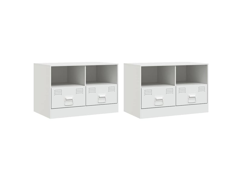  Lot de 2 meuble tv bas salon blanc 67x39x44 cm acier shl25010  - Conforama A