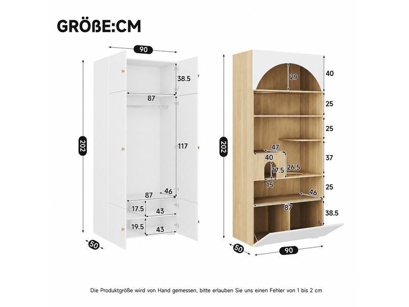  Armoire tcqpz 3 en 1 270 x 50 x 200 cm avec penderie, rangement et espace pour félins blanc effet bois  - Conforama D