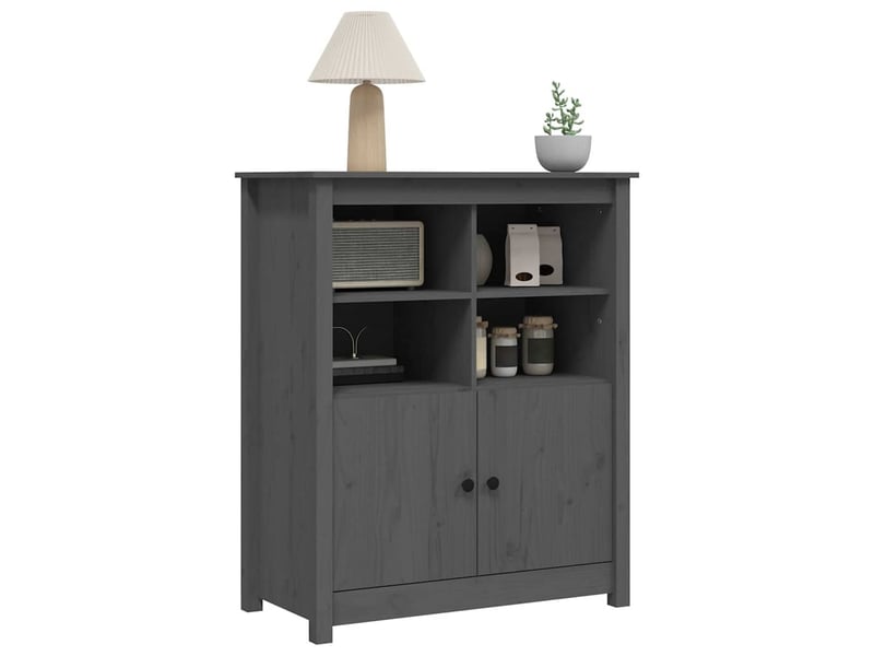  Buffet - bahut - meuble de rangement gris 83x41,5x100 cm bois massif de pin  - Conforama D